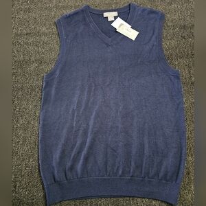 Daniel Cremieux Blue Silk Cotton Blend V-Neck Sweater Vest Men's Size Medium